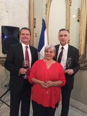 Eric Jeanjean, Président actuel, et Bernard Moy de Lacroix et Béatrice Passot, anciens présidents